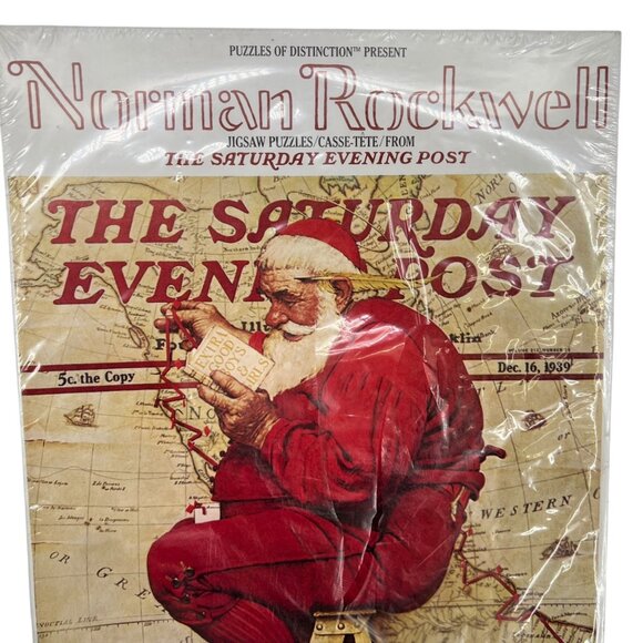 Norman Rockwell "The Saturday Evening Post" Santa at the Map Jigsaw Puzzle NIB - Picture 2 of 12